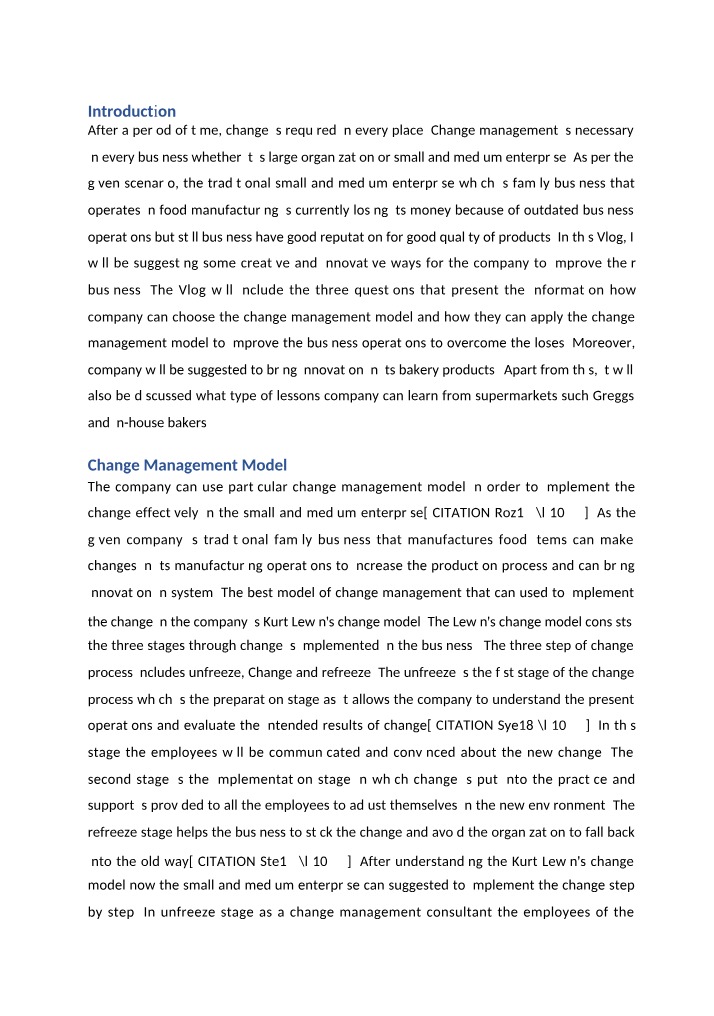 Change Management Model for Business Operations