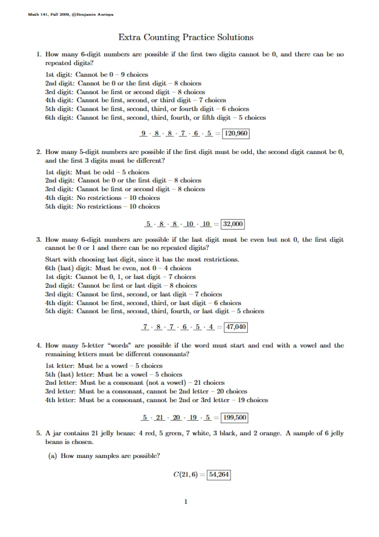 Additional Counting Key