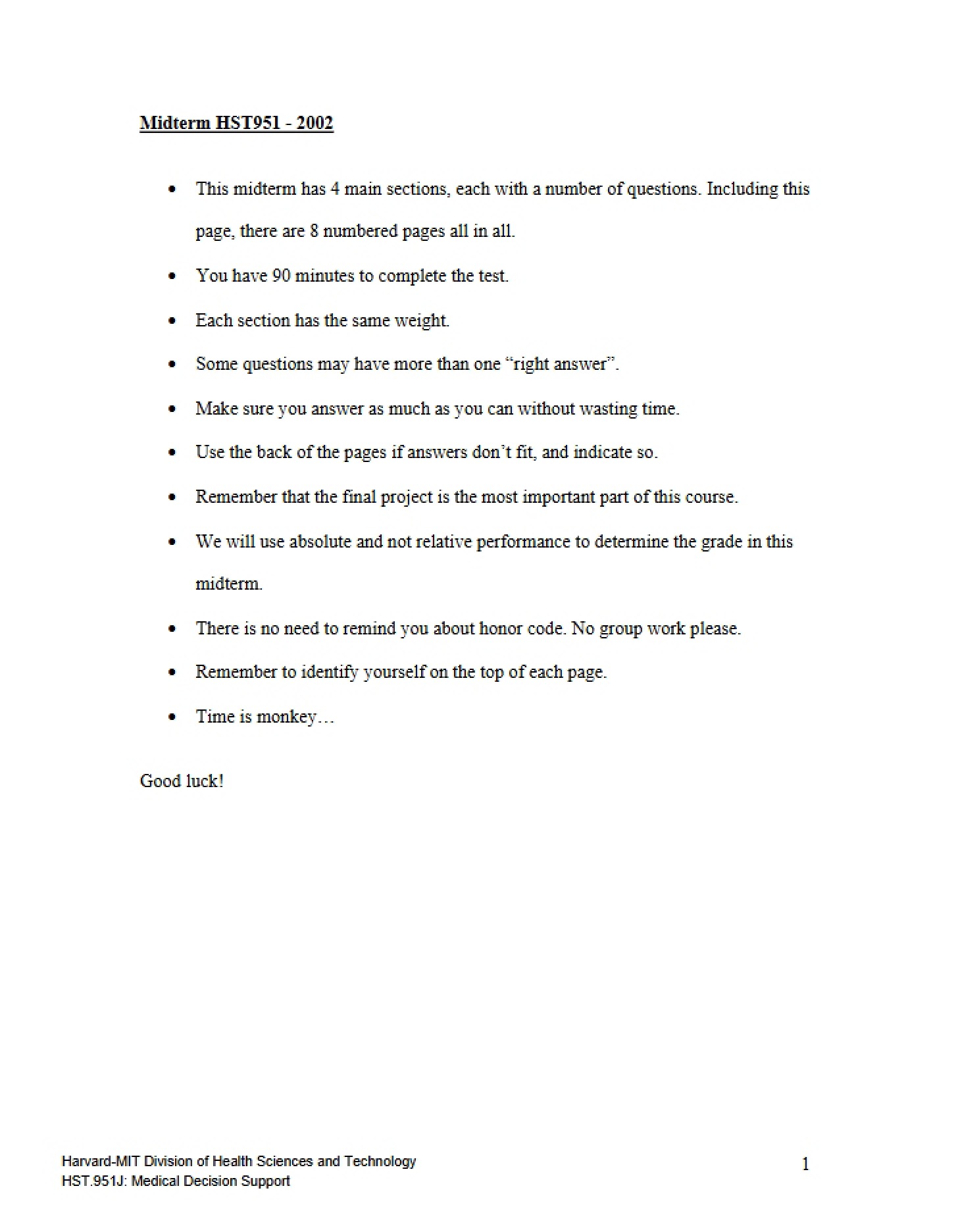 Course Midterm Assessment