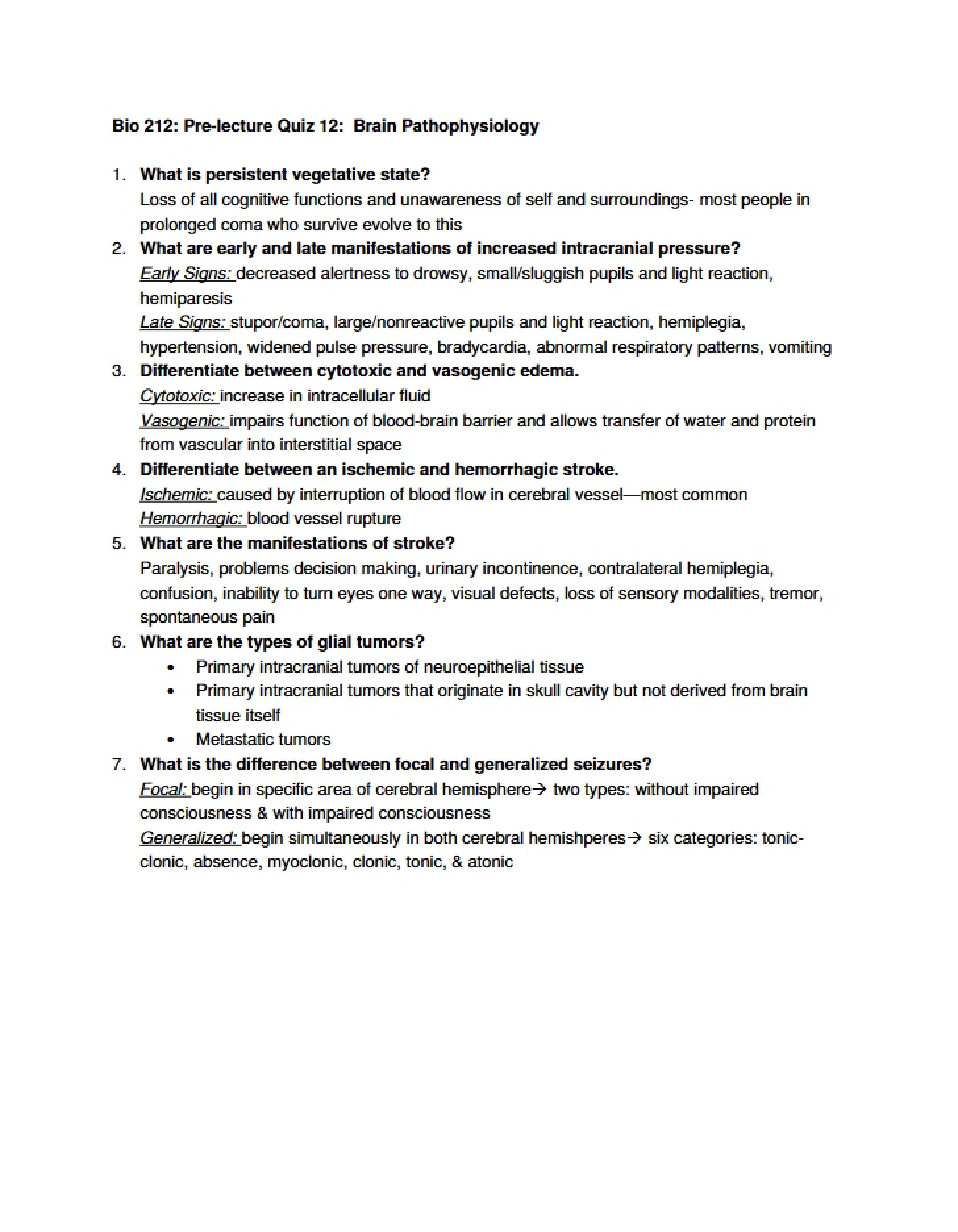 Pathophysiology Brain