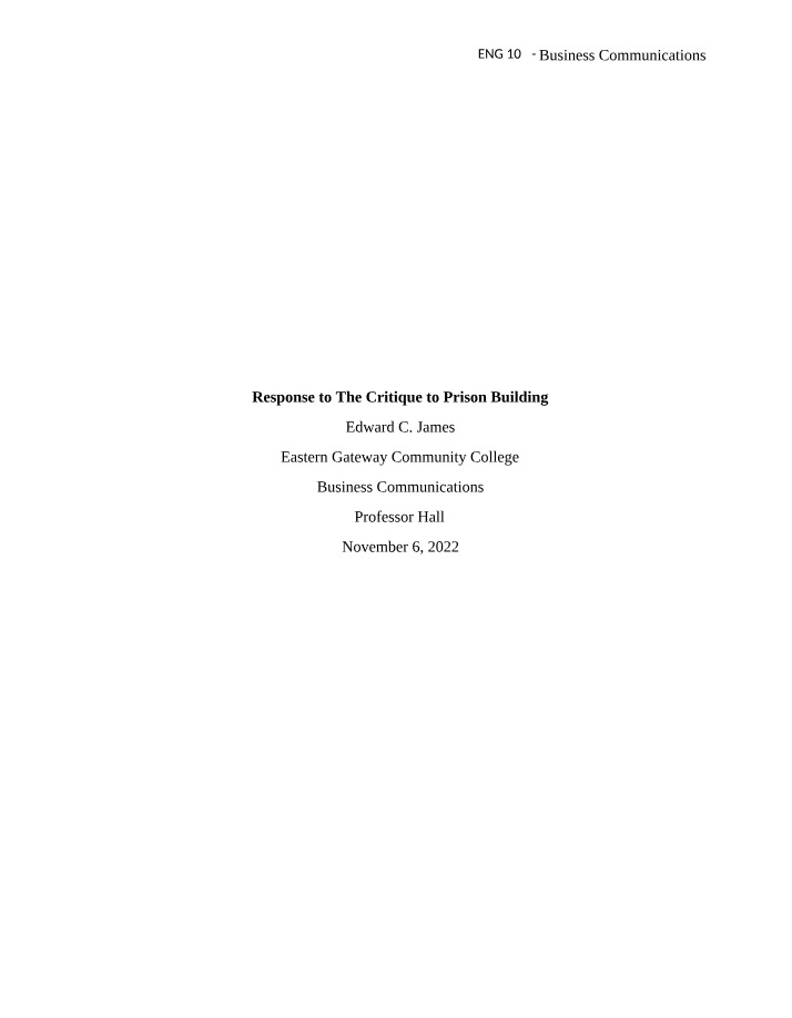 Critique of Prison Building - A Response