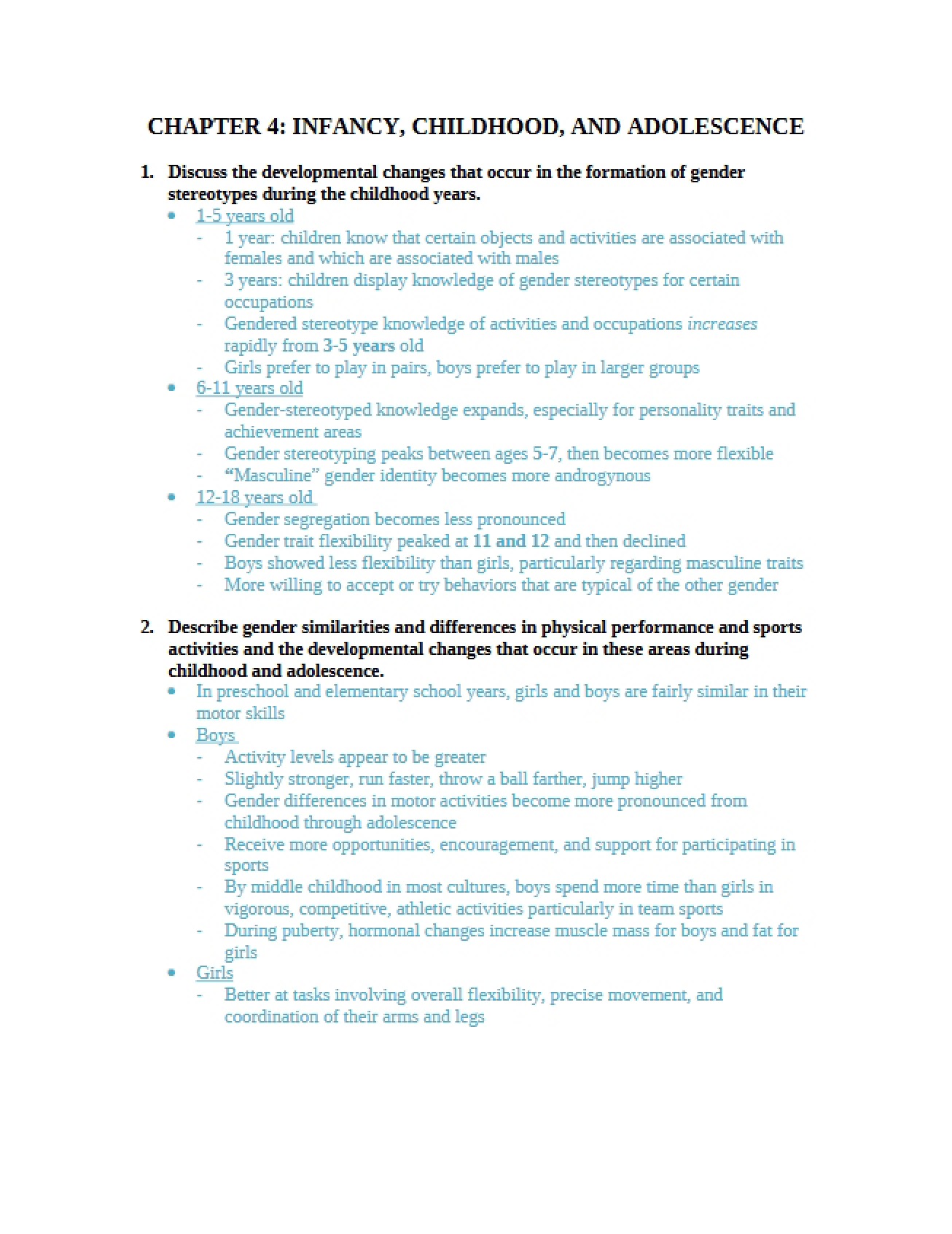 Adolescence, Childhood, and Infancy - Chapter 4