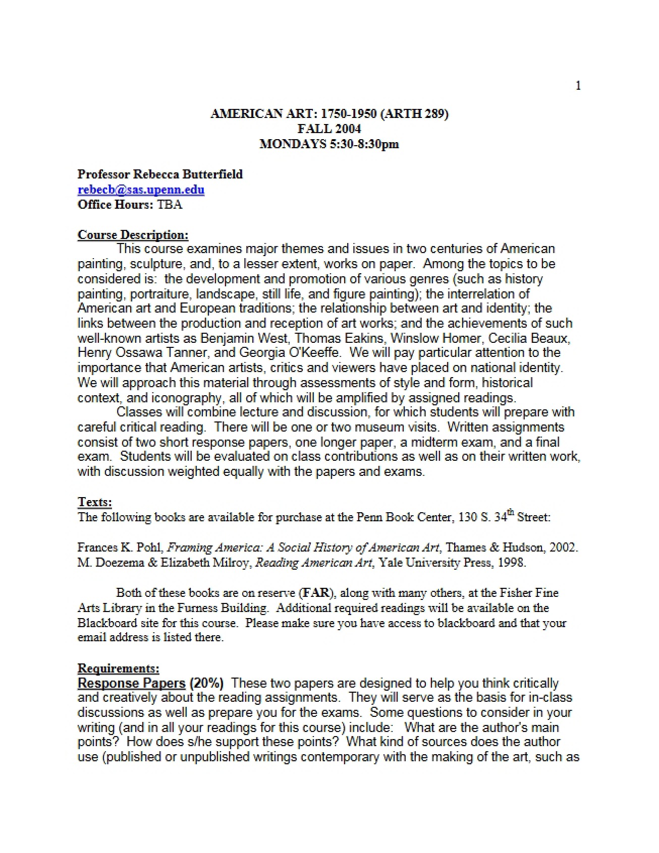 American Art Syllabus