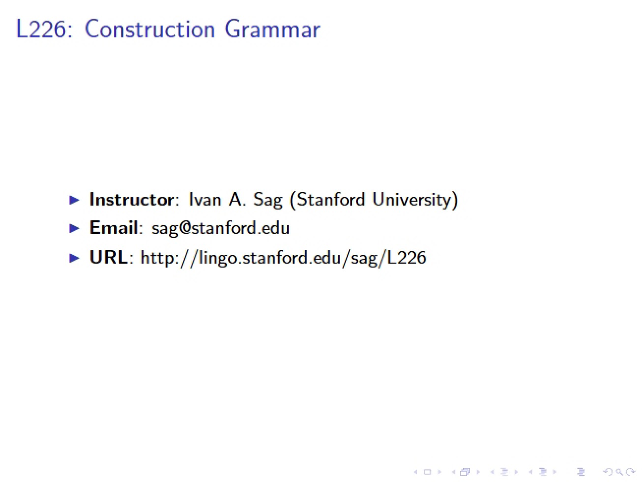 Construction Grammar Lecture Notes