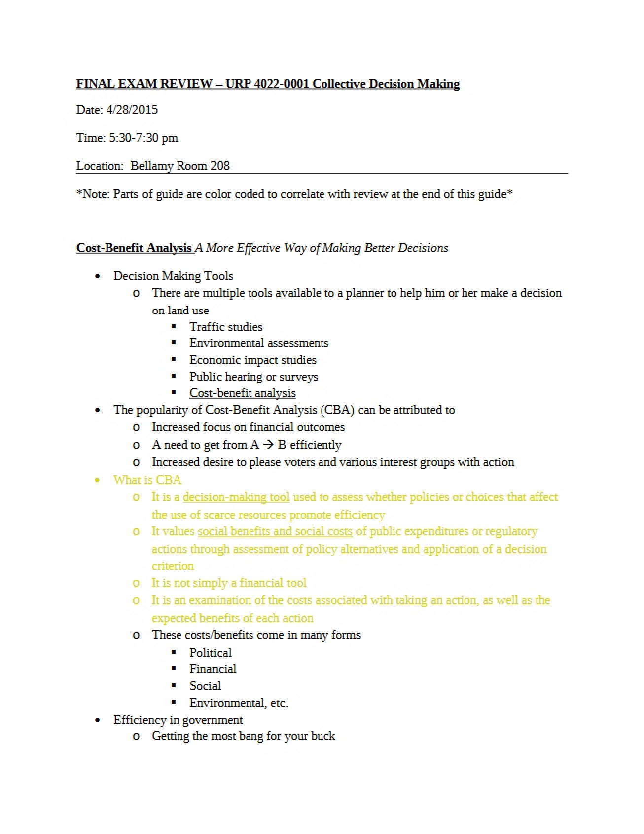 Review for Final Exam