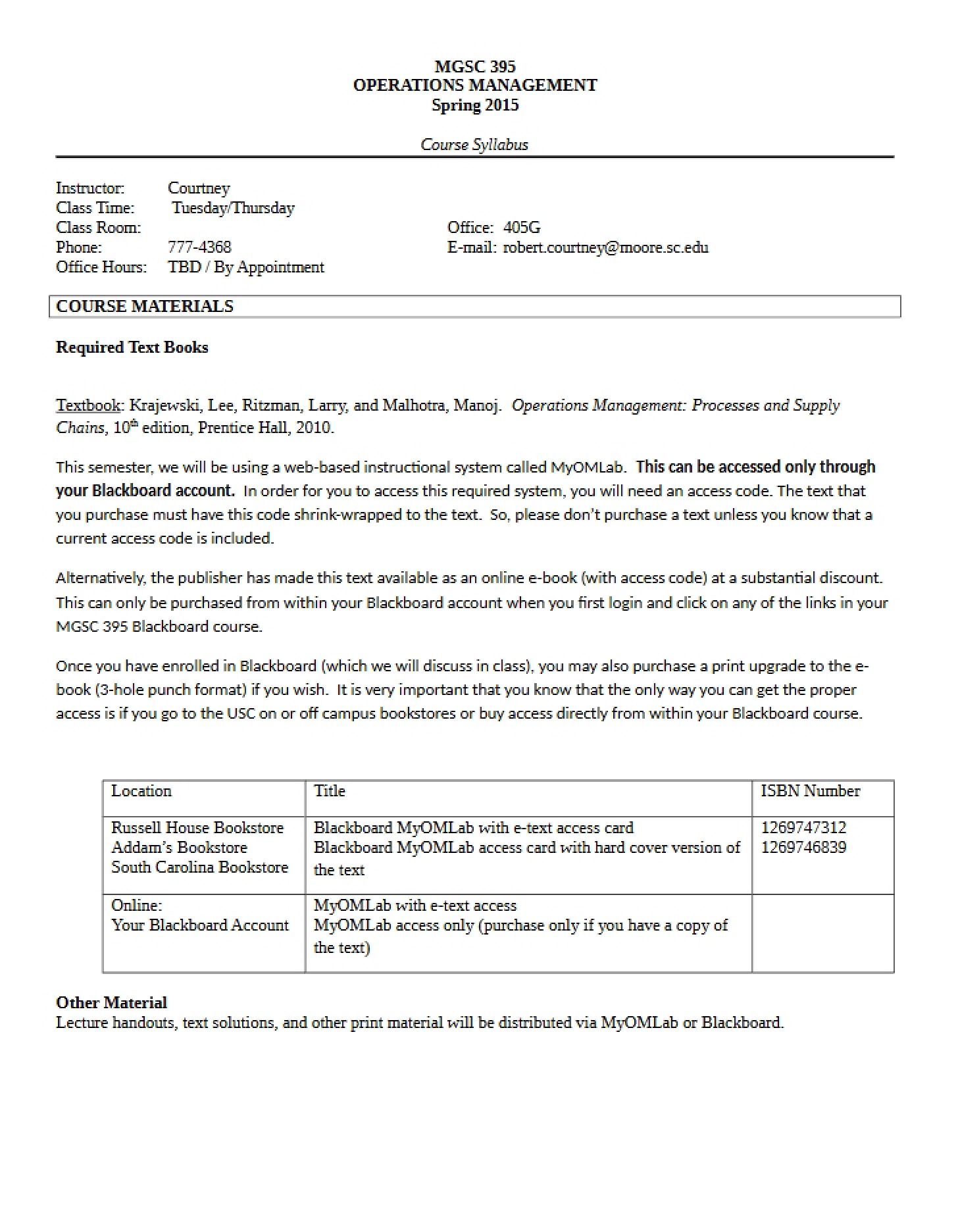 Spring 2015 Syllabus Template MGSC 395 (Tue-Thu)