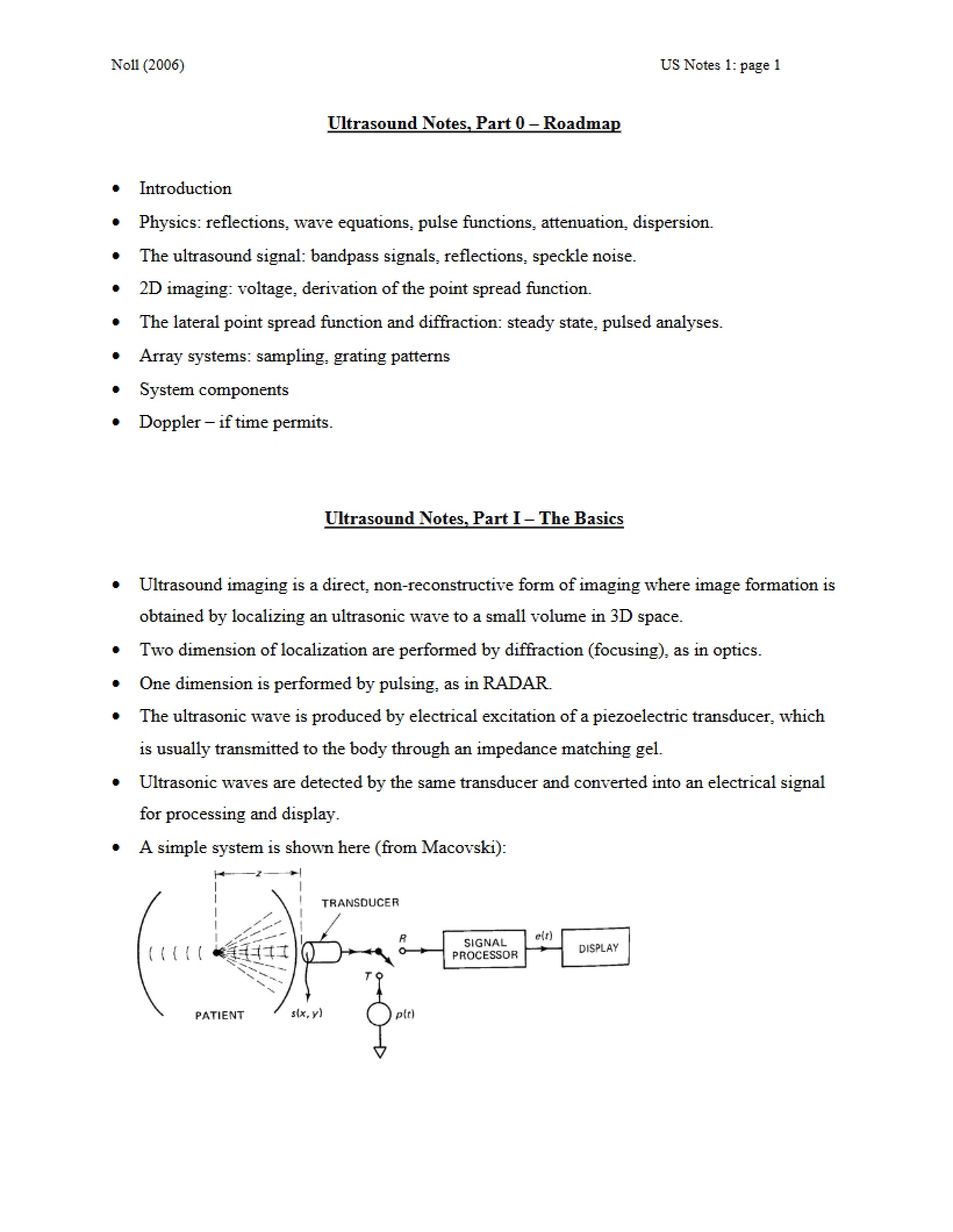 Notes on Ultrasound