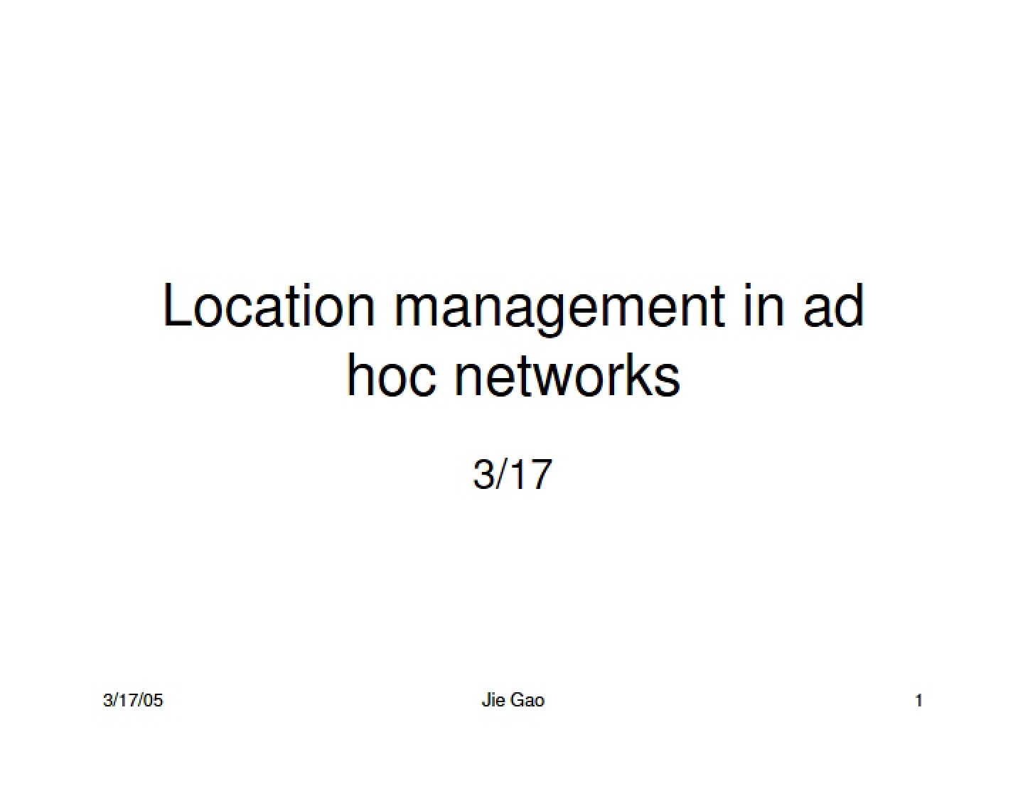 Ad Hoc Network Location Management