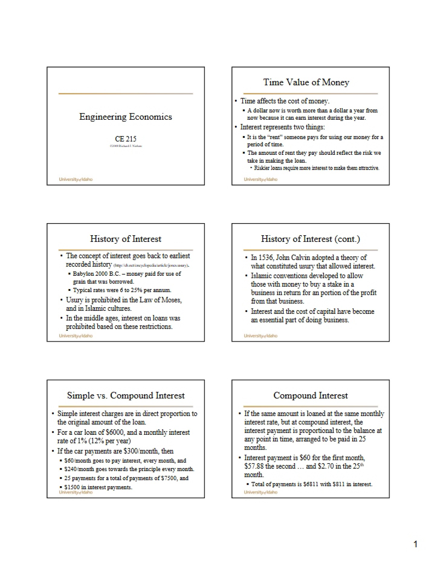 Economic Principles in Engineering