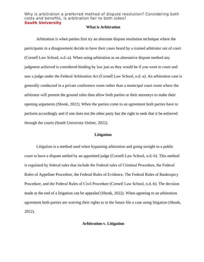 Litigation vs. Arbitration