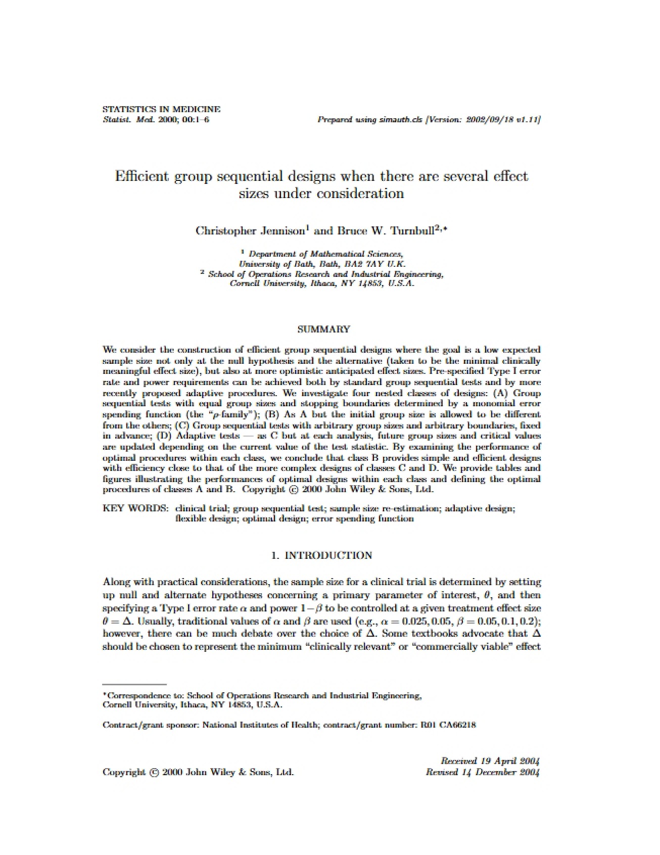 Designs for Efficient Group Sequences
