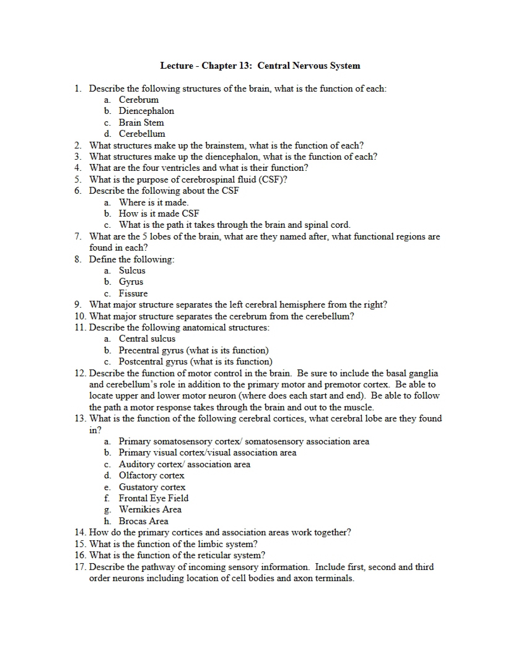 CNS Lecture (Ch. 13)