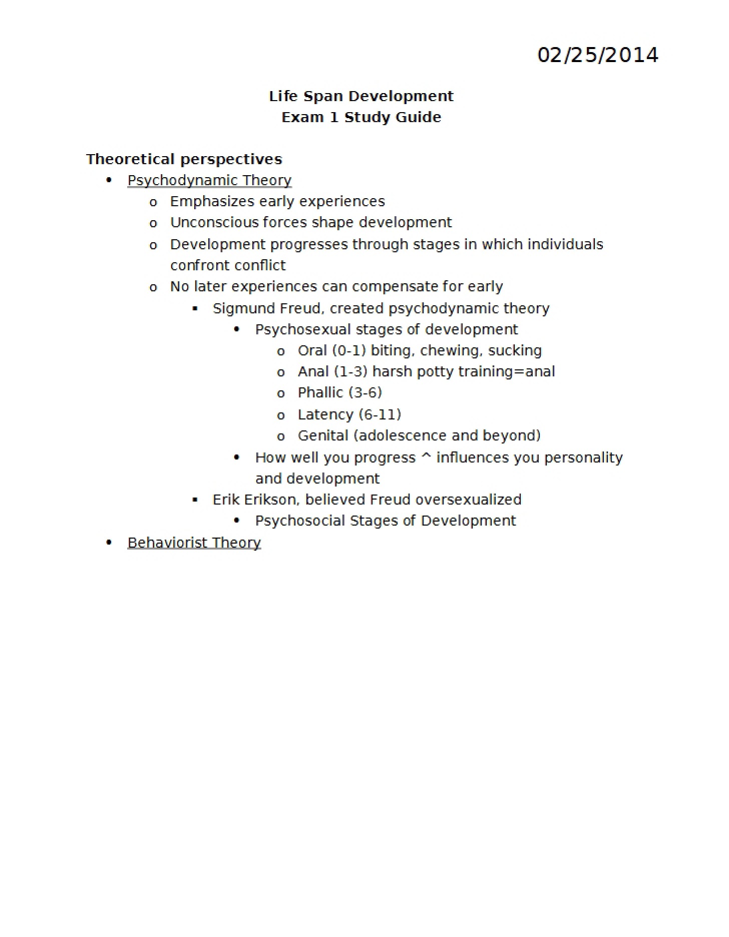 Guide for Exam 1