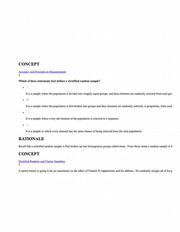 Concepts of Stratified Random and Cluster Sampling