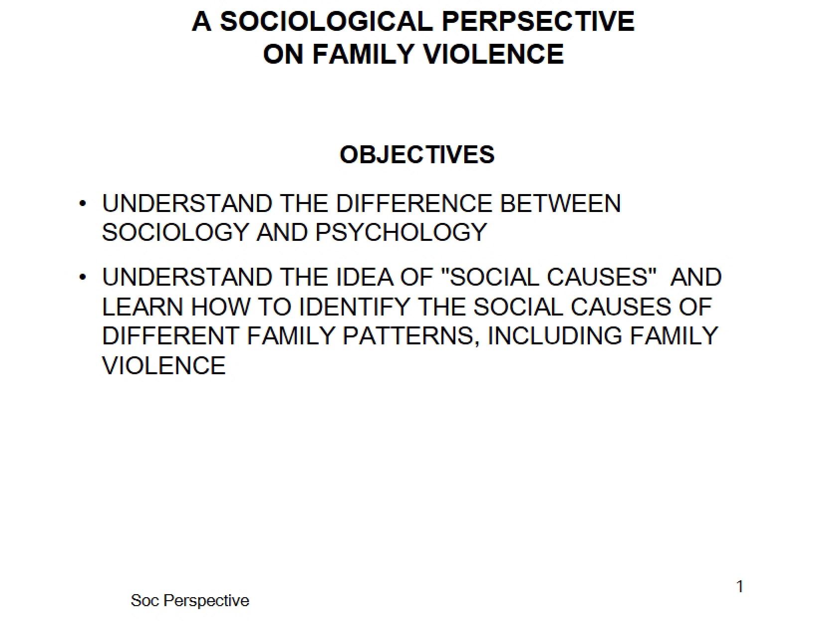 Sociological View on Family Violence