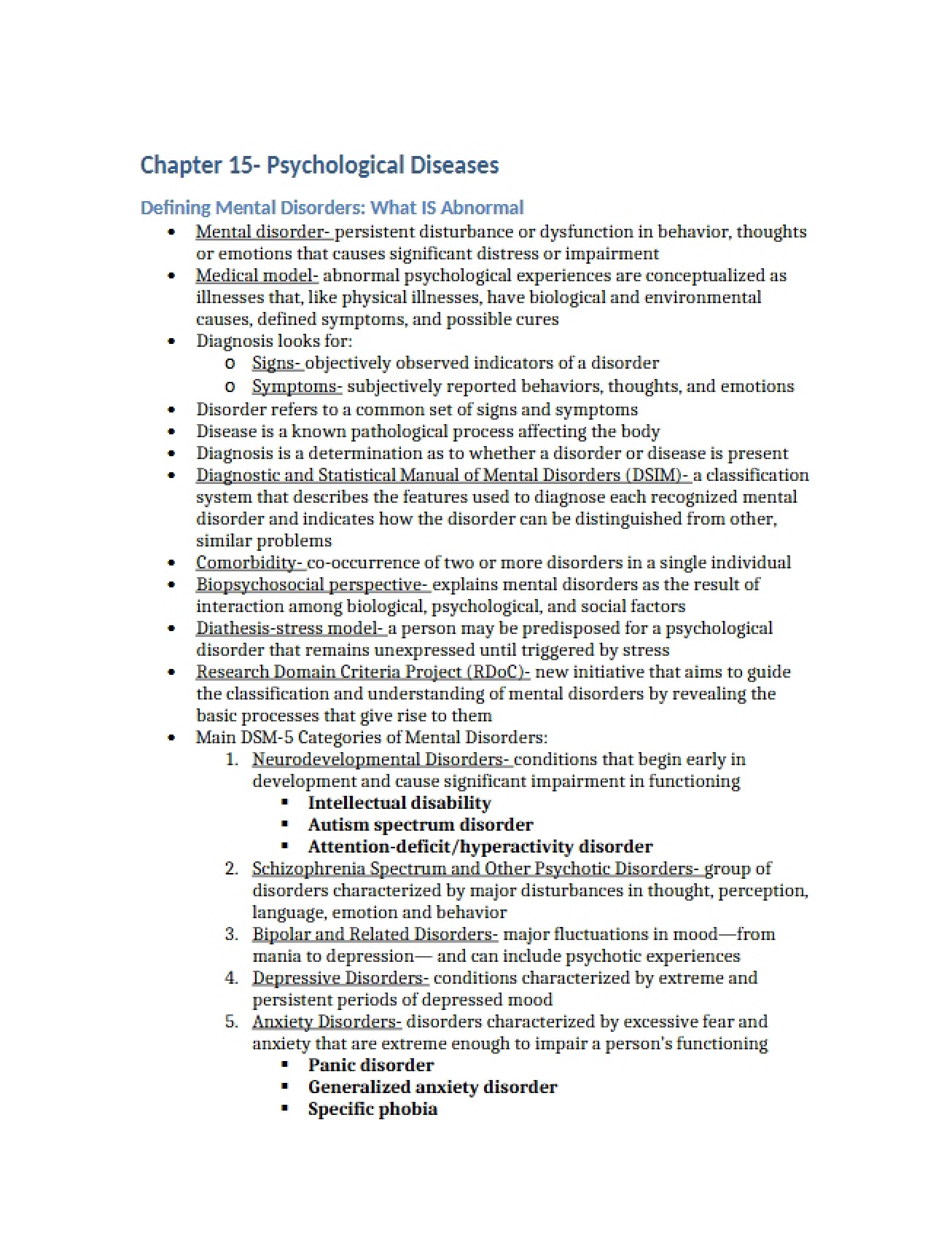 Psychological Diseases Chapter Fifteen