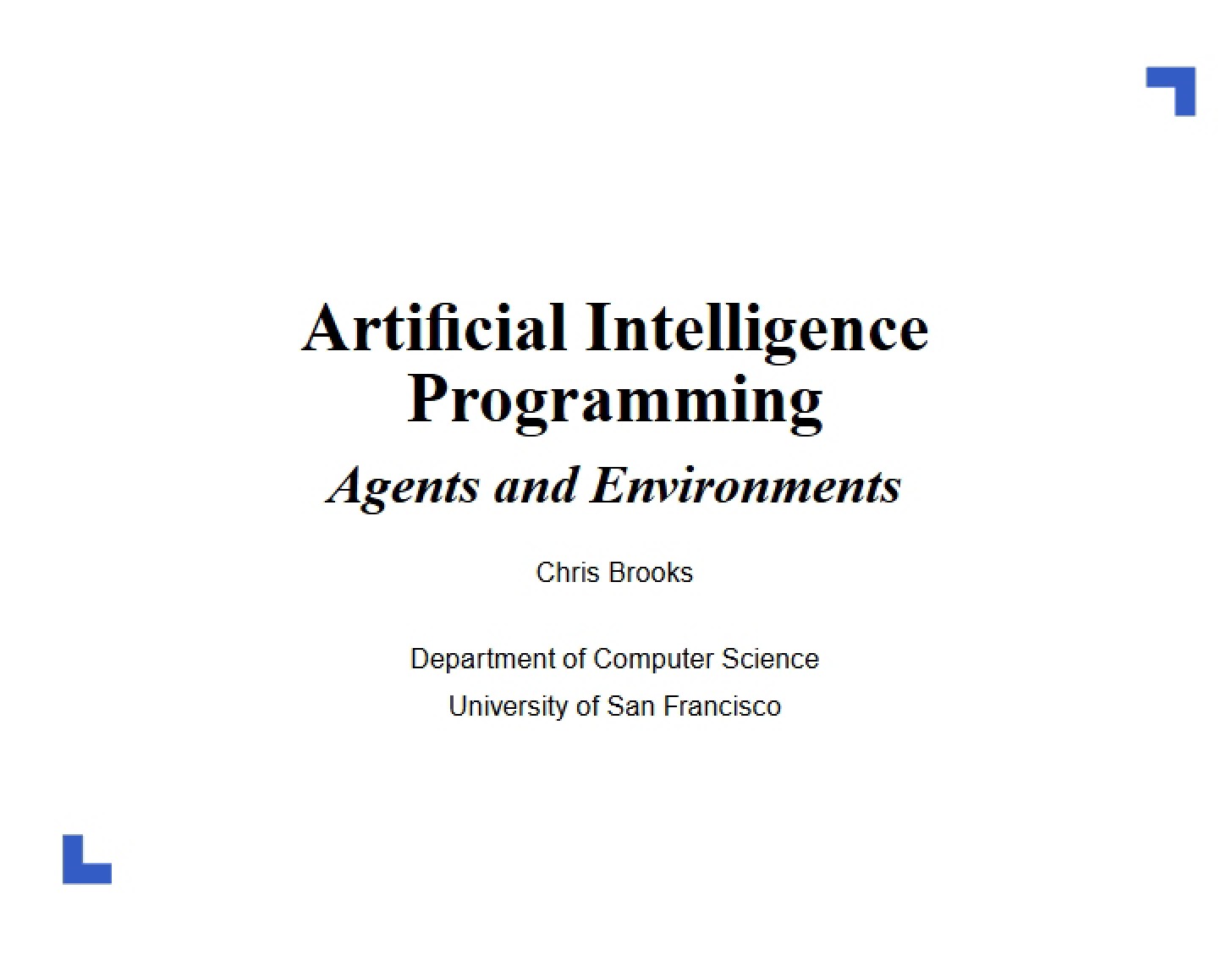 Programming Methods for AI