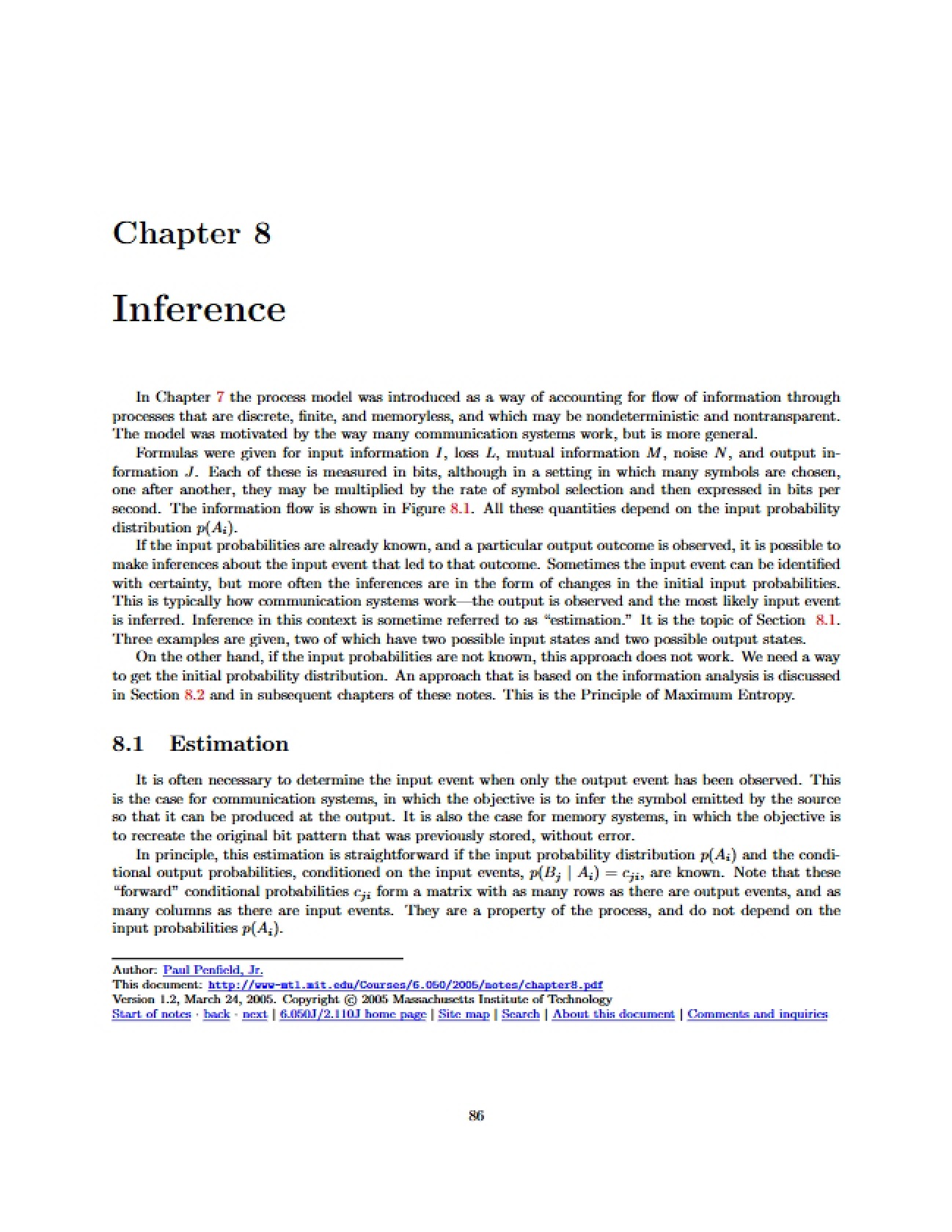 Inference: Chapter 8