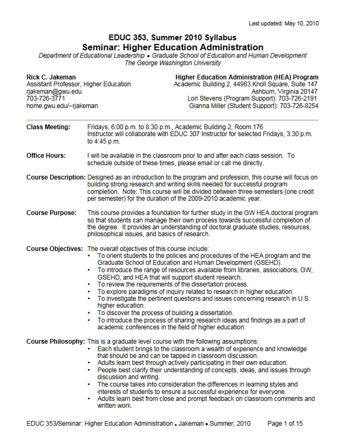 Syllabus - Higher Education Administratn
