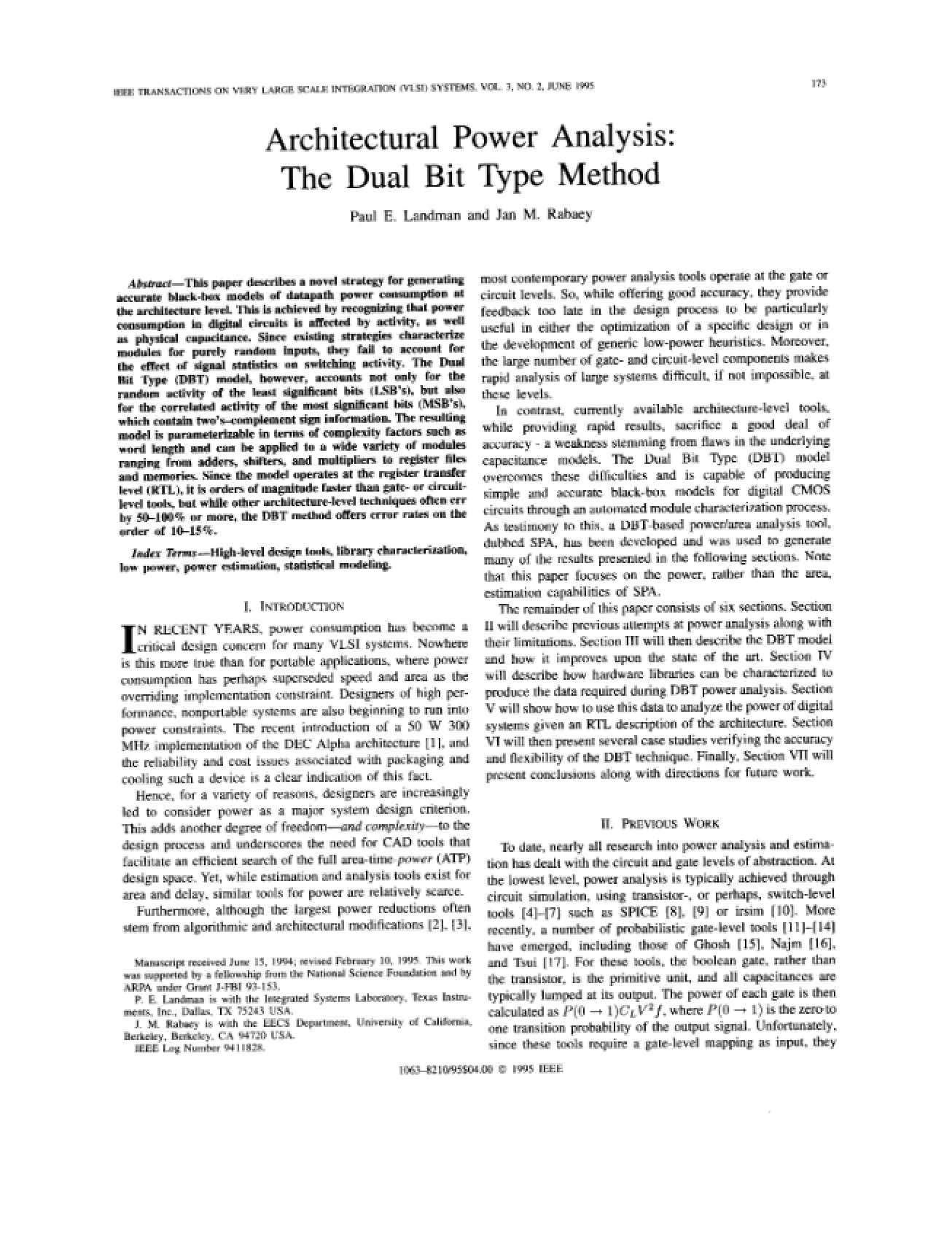 Analysis of Architectural Power
