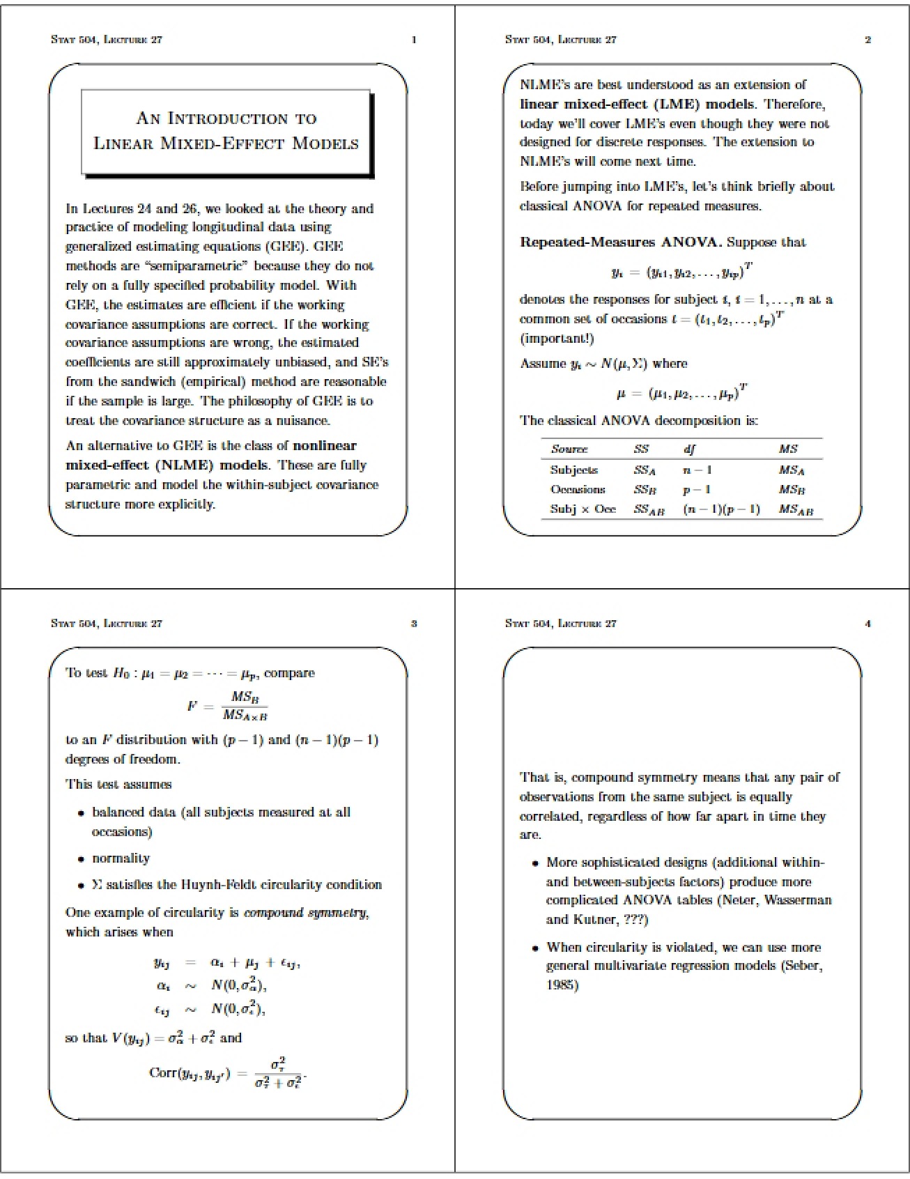 Models of Linear Mixed Effects