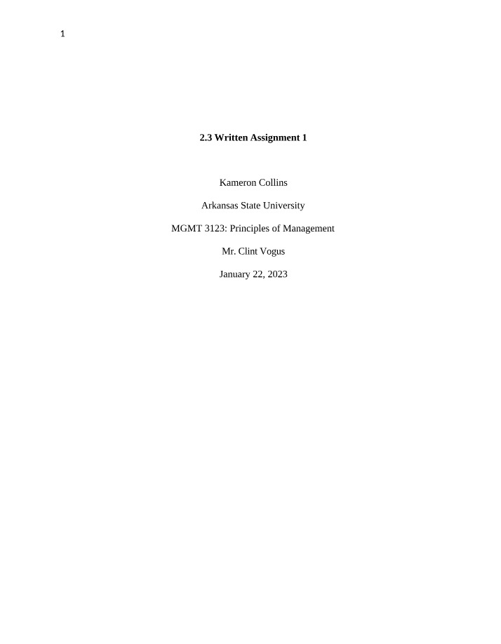 Written Assignment 1 - Section 2.3