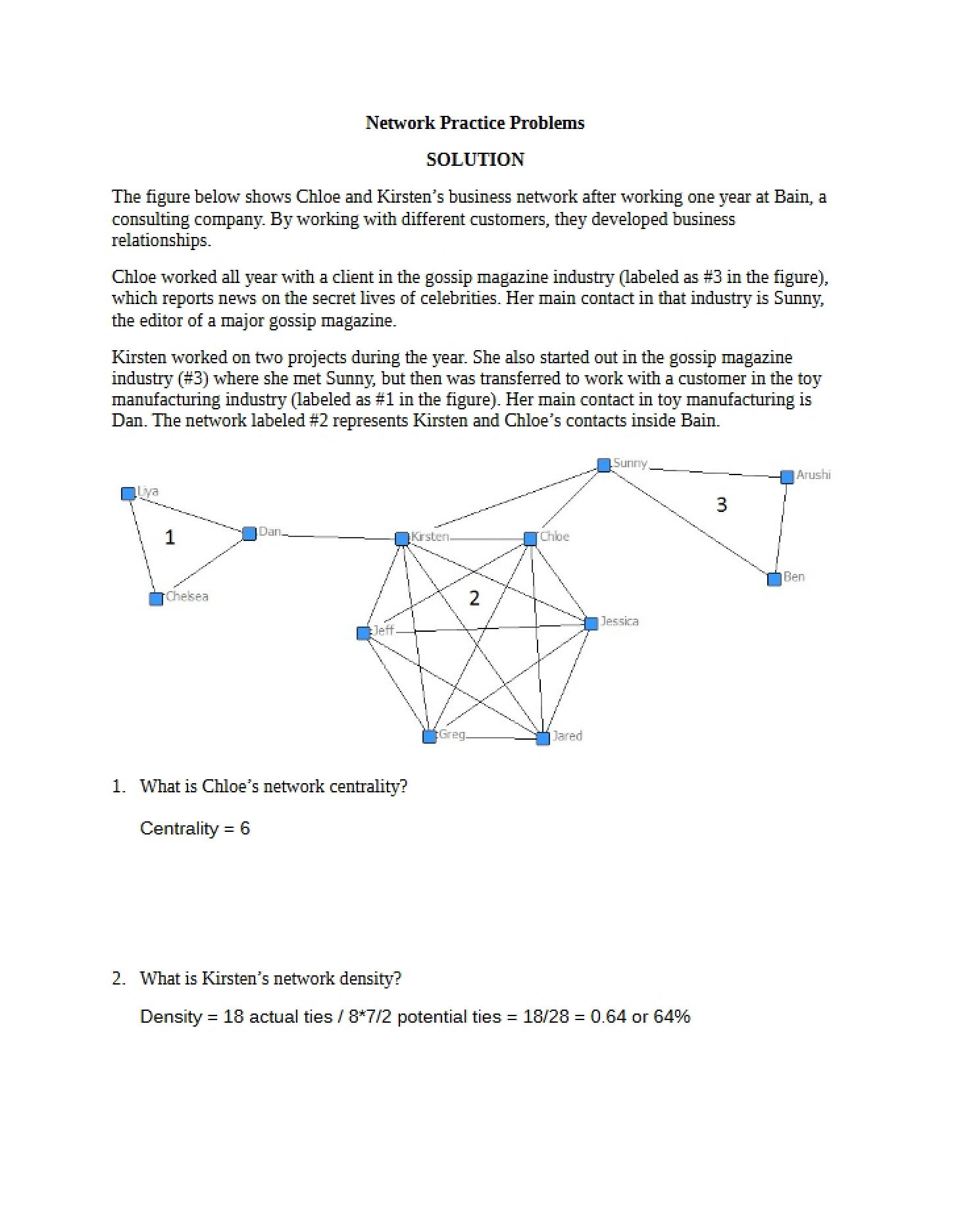 Solutions to Network Practice Problems