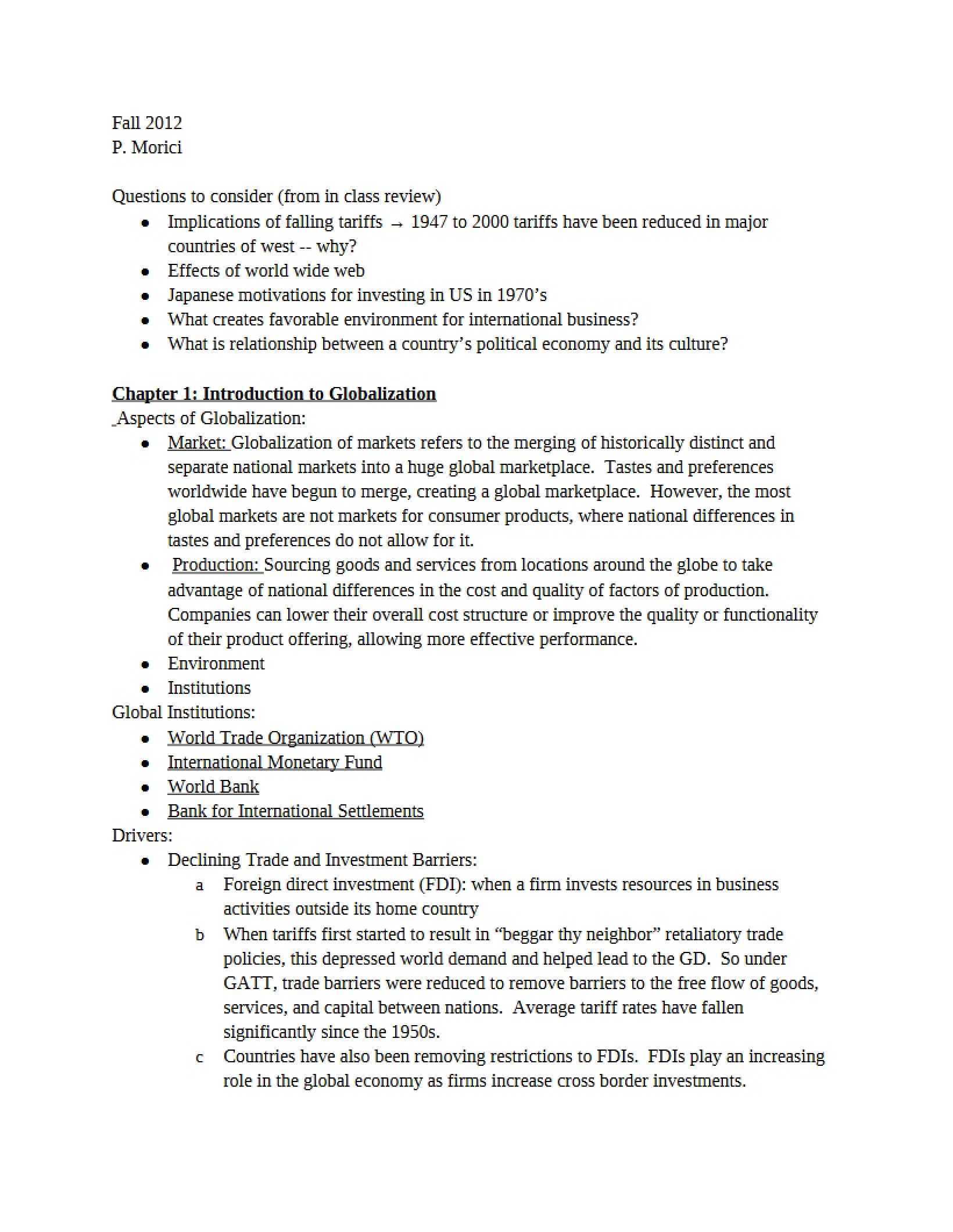 Globalization Introduction - Chapter 1