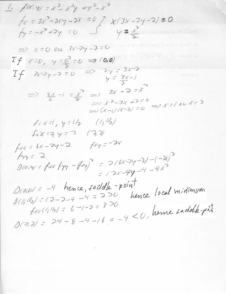 Practice Problems for Multivariable Calculus