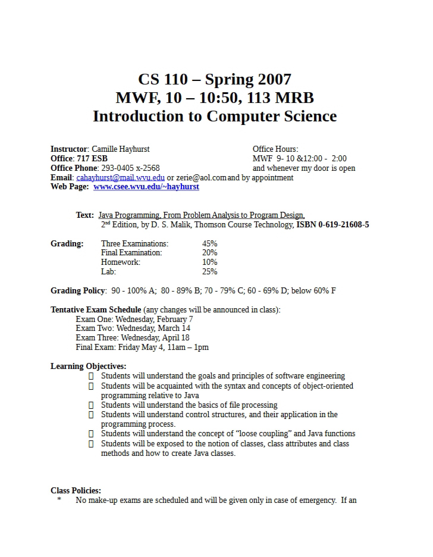 Course Syllabus