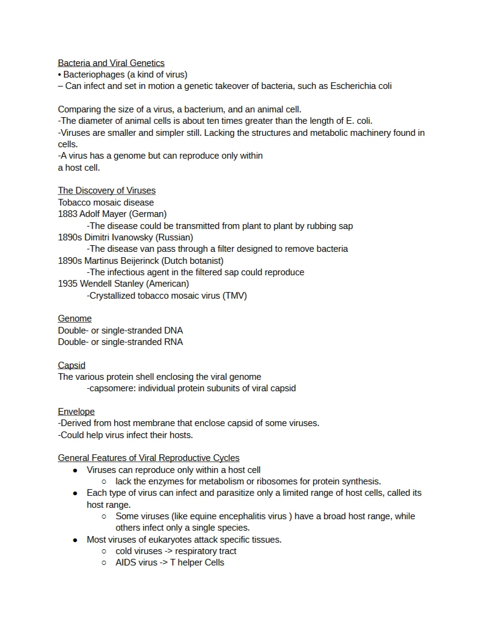 Viral and Bacterial Genetics