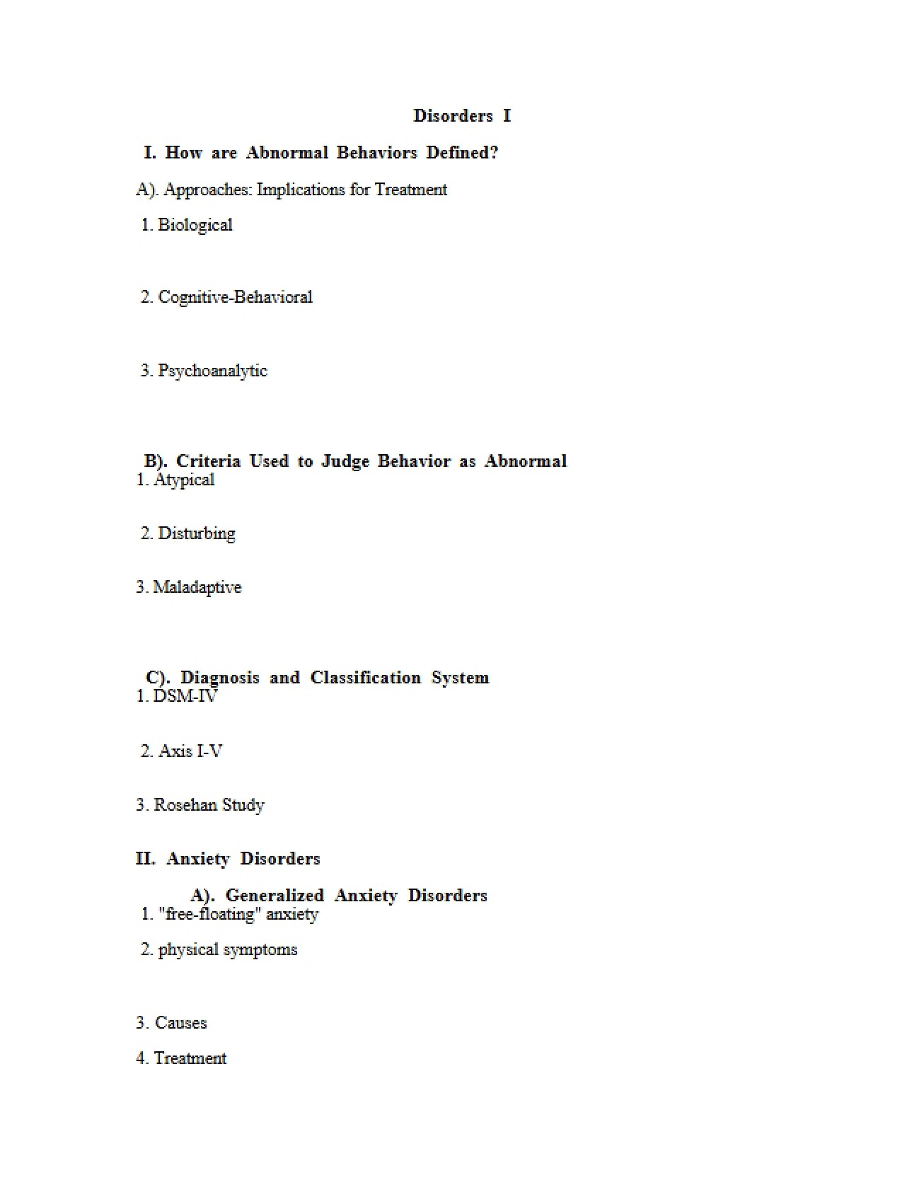 Disorders in Psychology