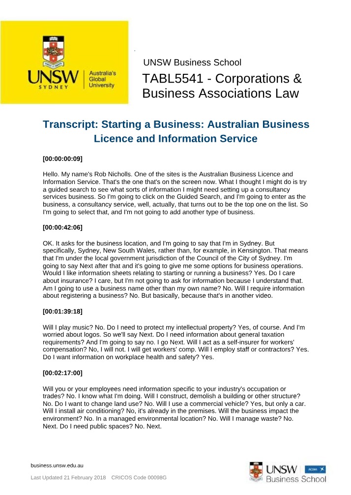 Australian Business Licence and Information Service - Starting a Business