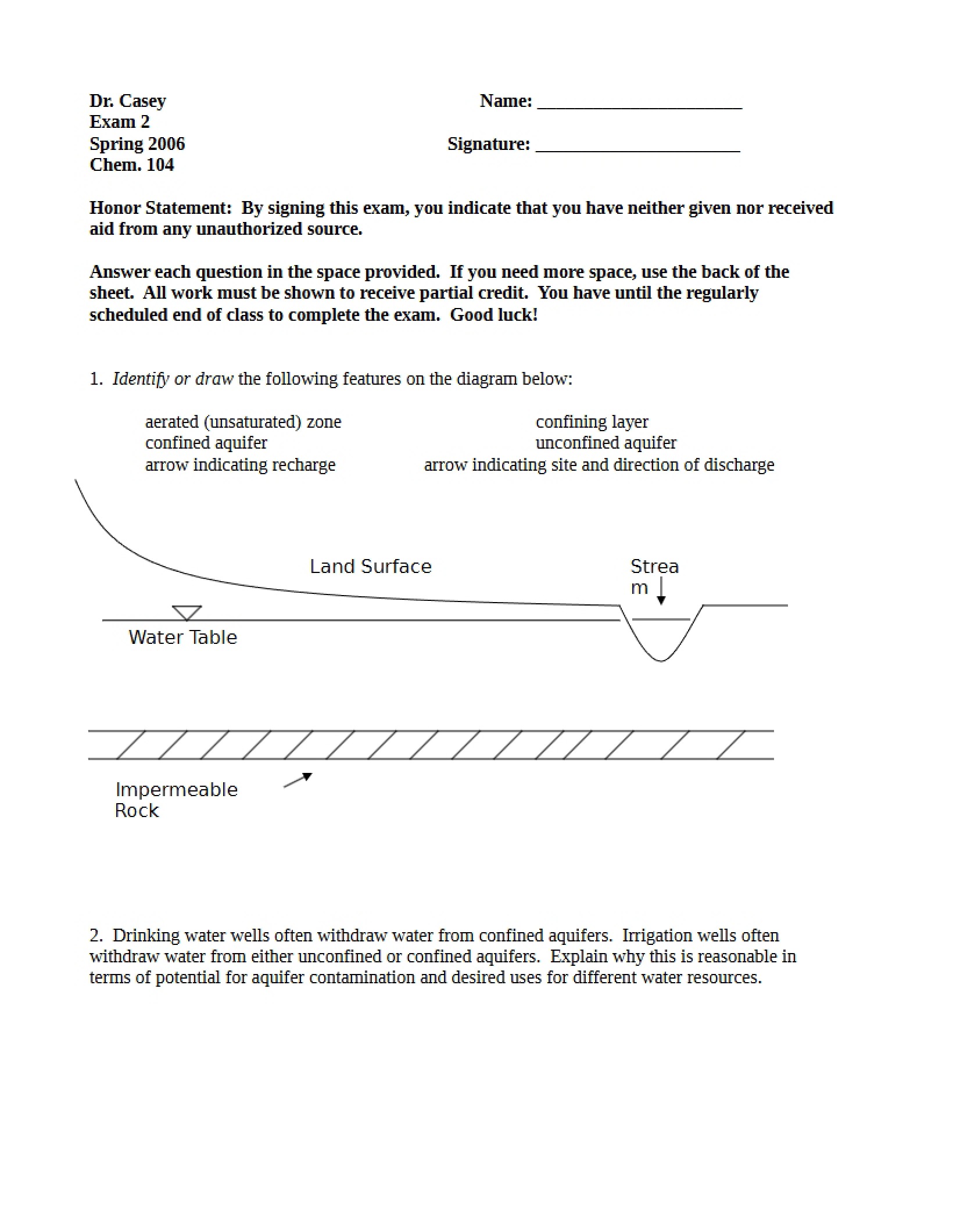 Second Environmental Chemistry Exam