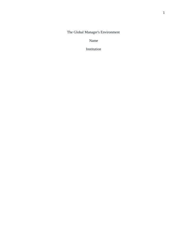 Environment of the Global Manager