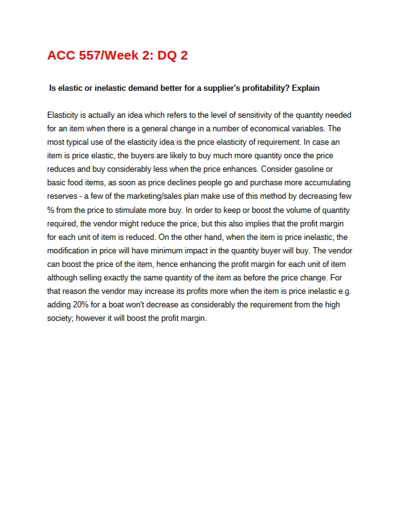 Economic Elasticity