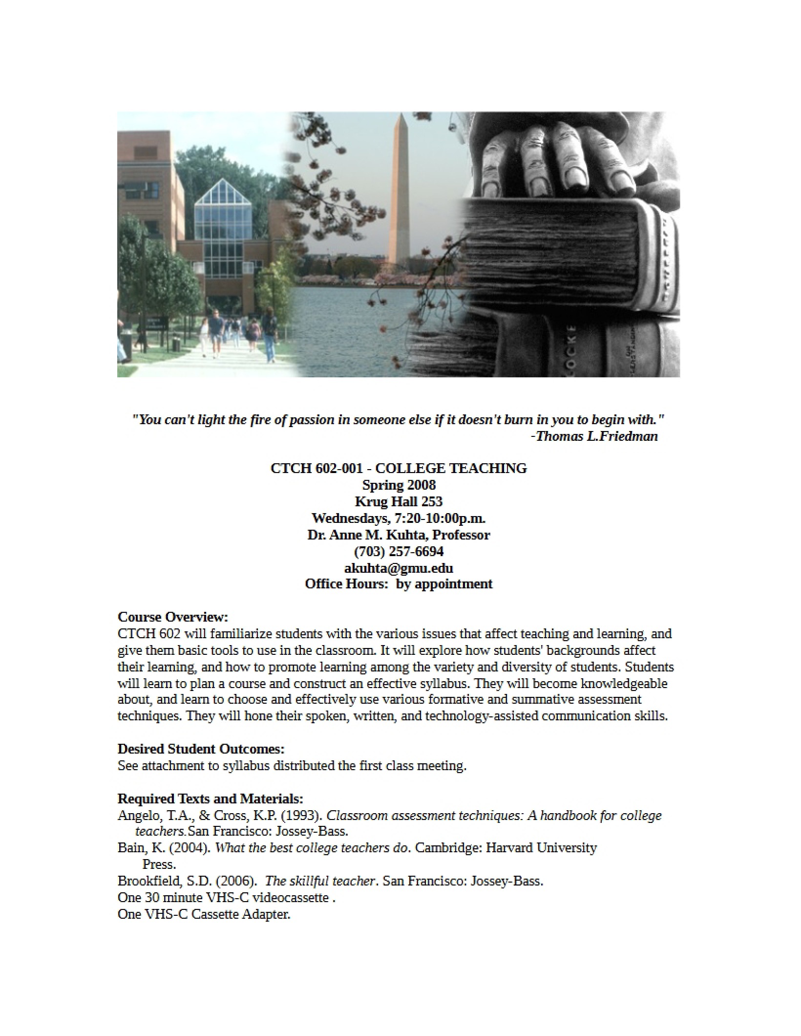 Syllabus for College Teaching