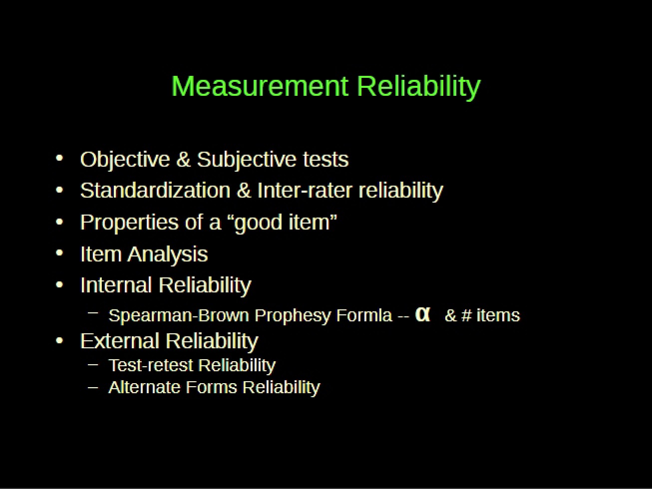 Reliability of Measurement