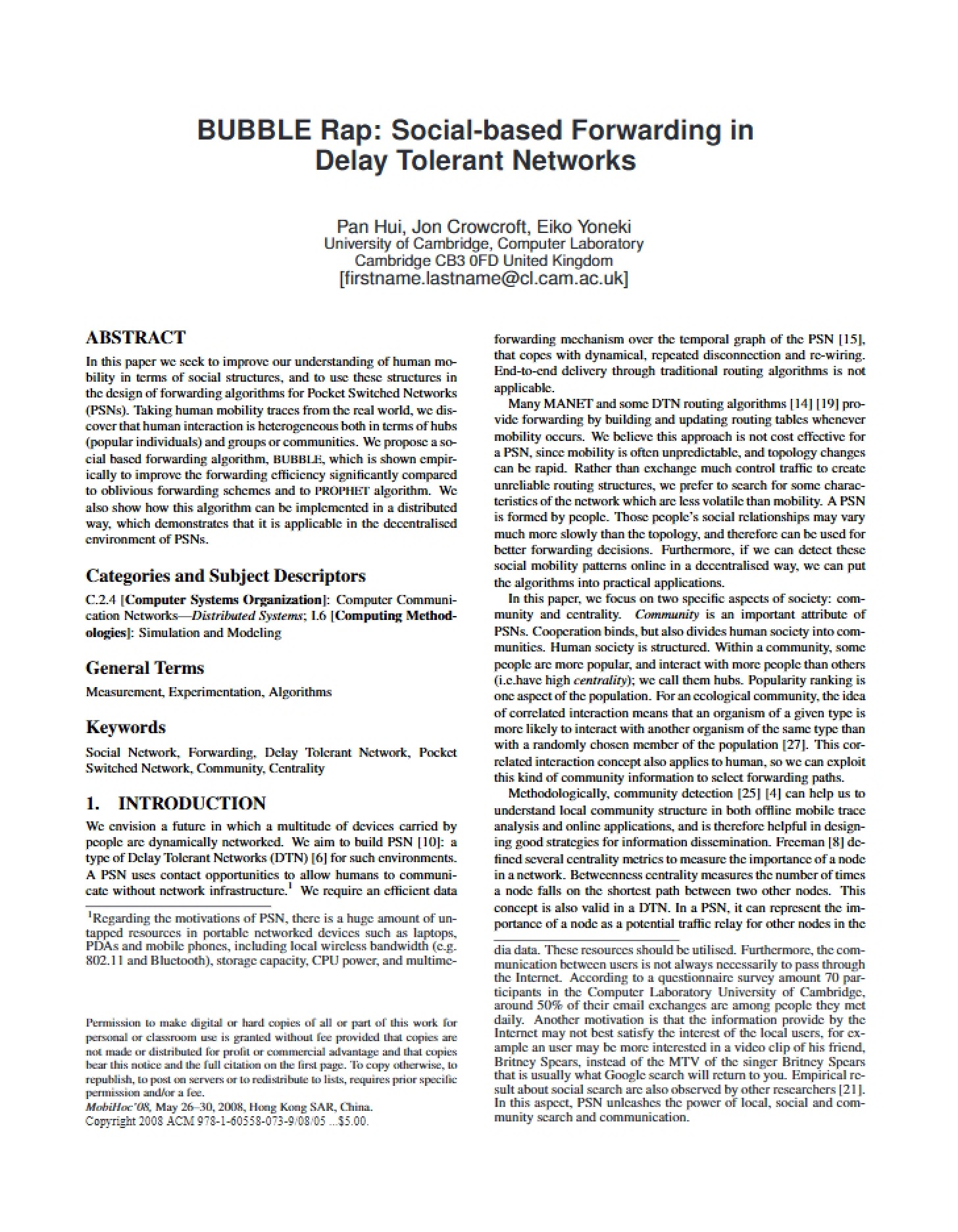 Networks Tolerant to Delay