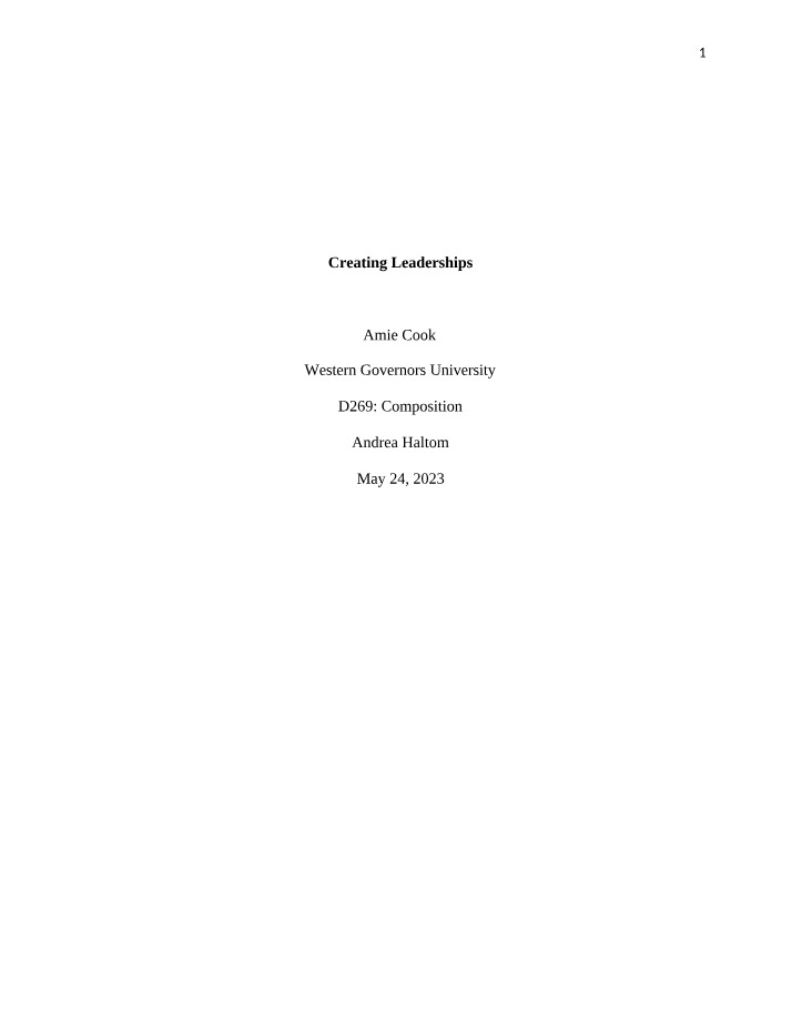 Leader in Me - Creating Effective School Leaders