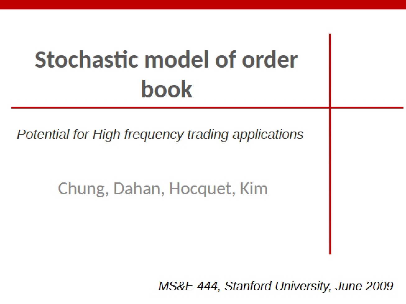 Stochastic Model of the Order Book