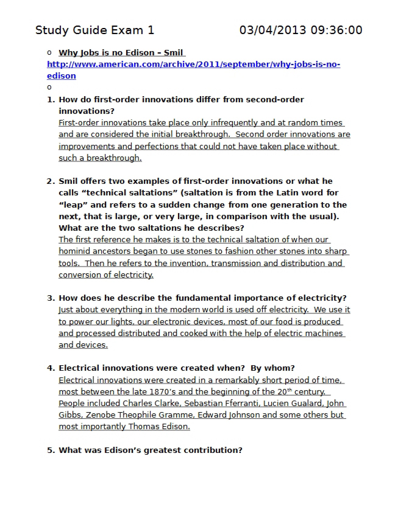 Exam 1 Review Materials