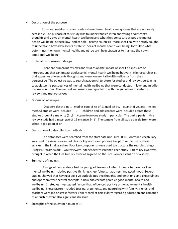 Children and Adolescents' Perspectives on Mental Health - A Systematic Review