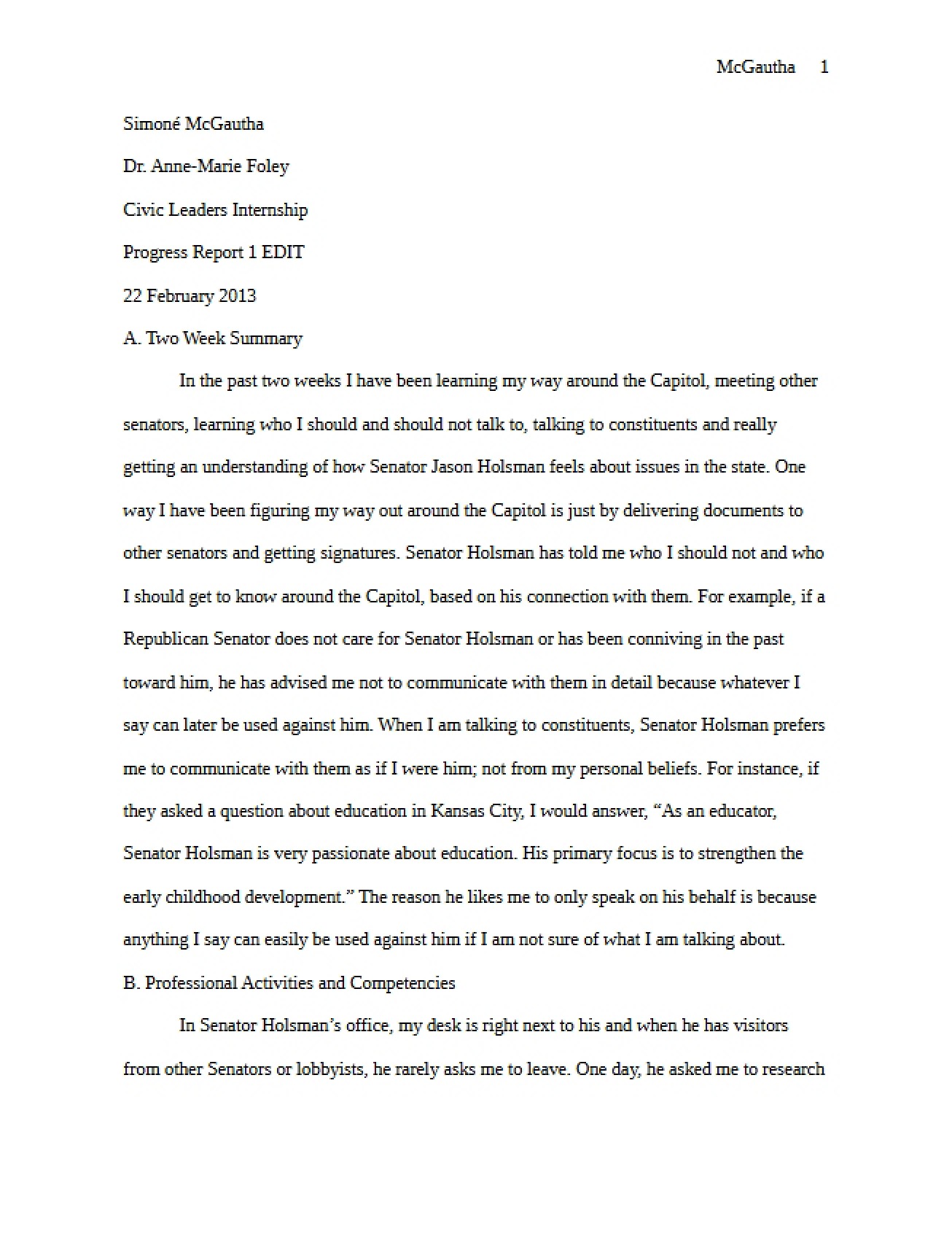 Edited First Progress Report for CLIP