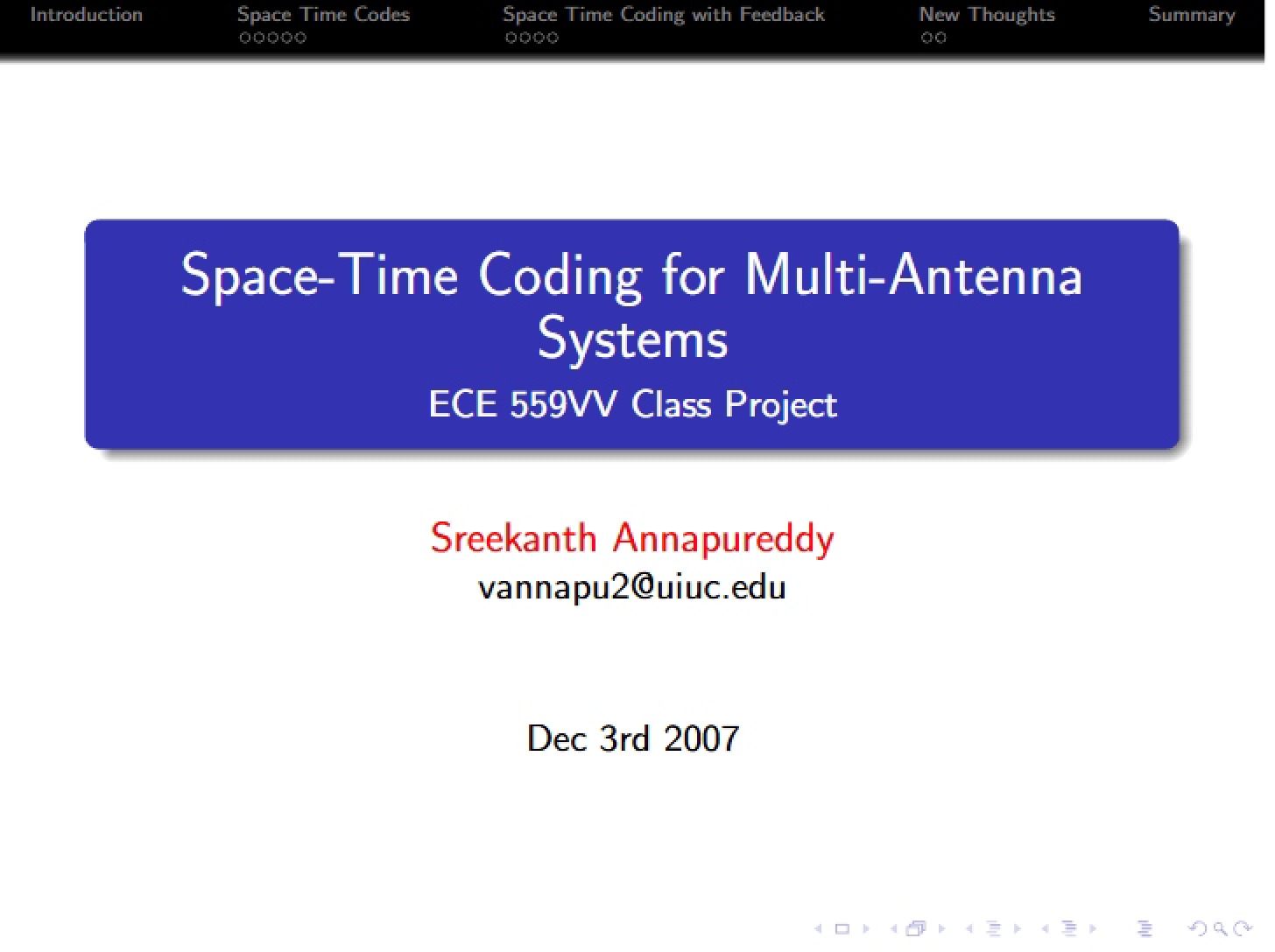 Multi-Antenna Systems Space Time Coding
