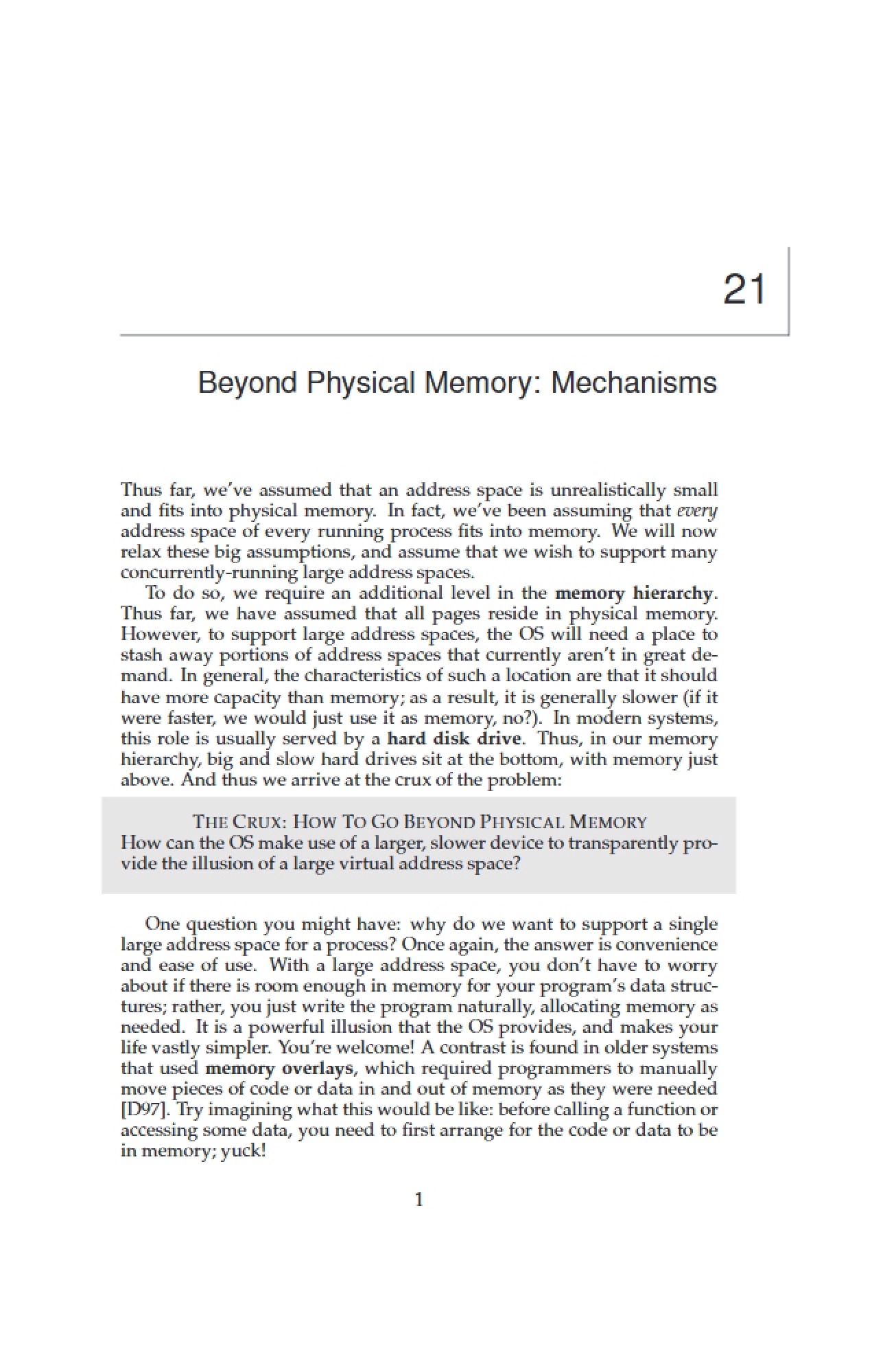 Mechanisms Beyond Physical Memory