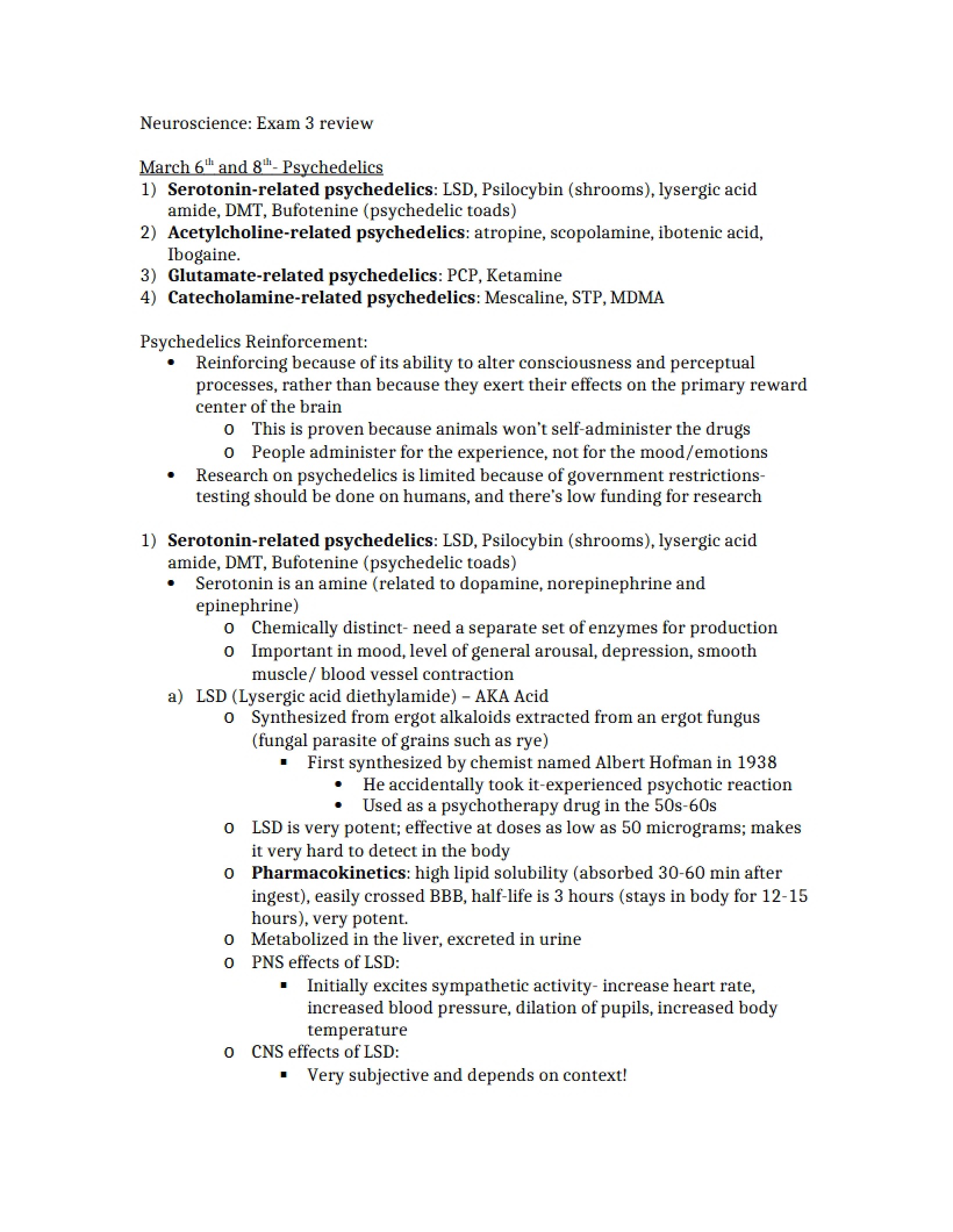 Exam 3 Review Neuroscience