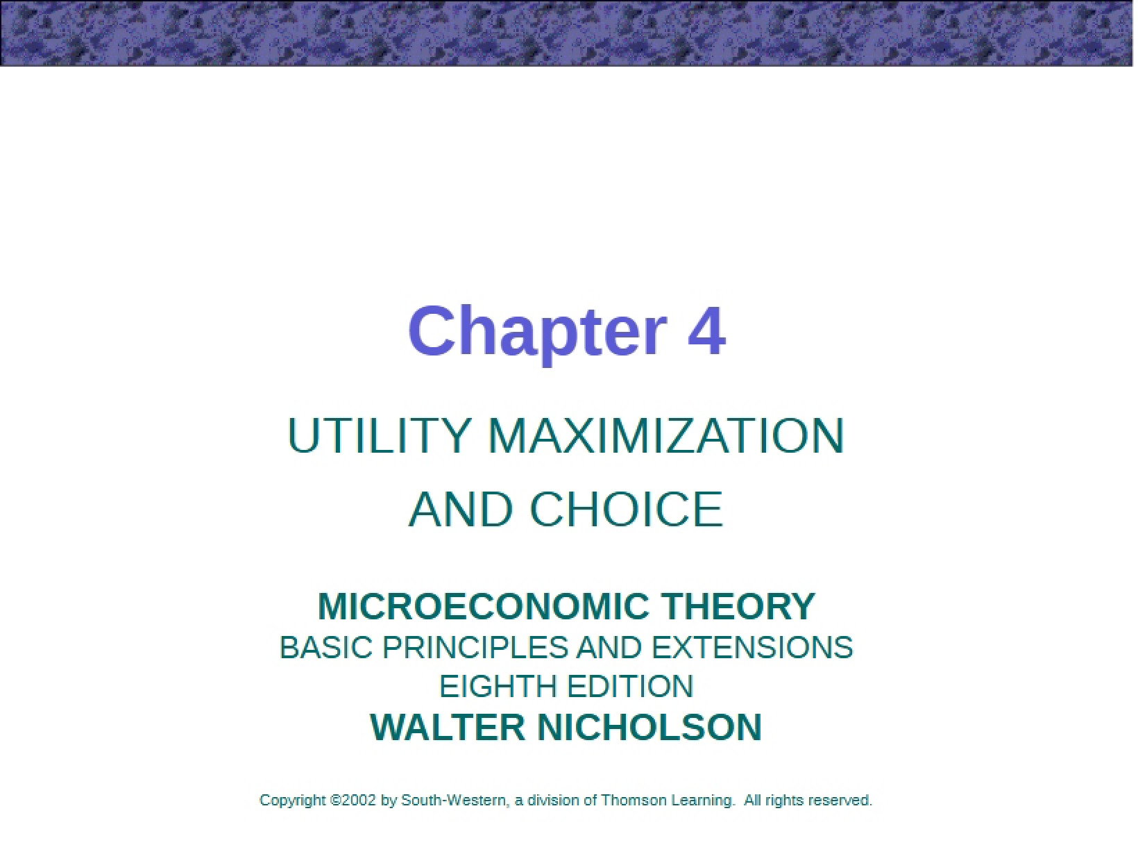 Choice and Utility Maximization