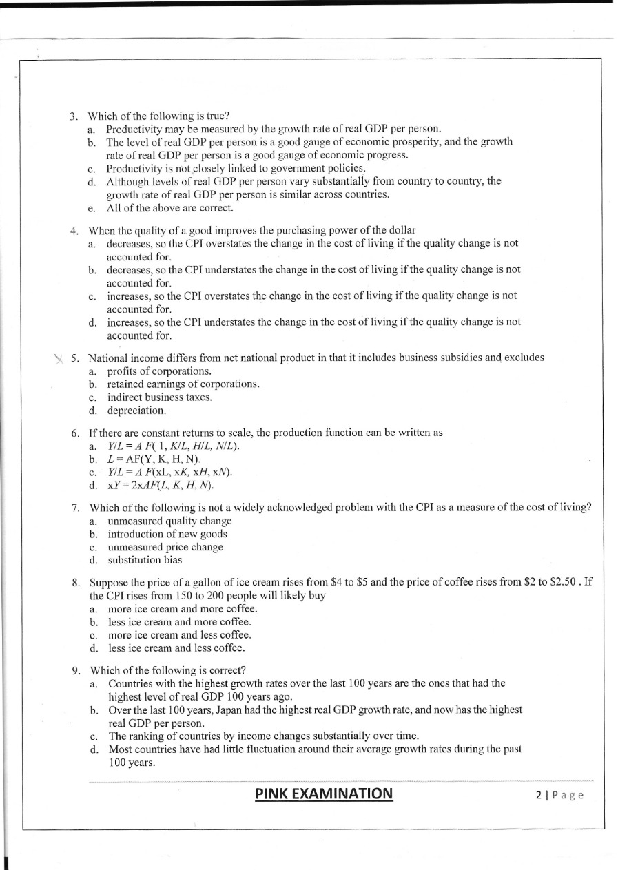 ECO1102 Pink Examination Paper B