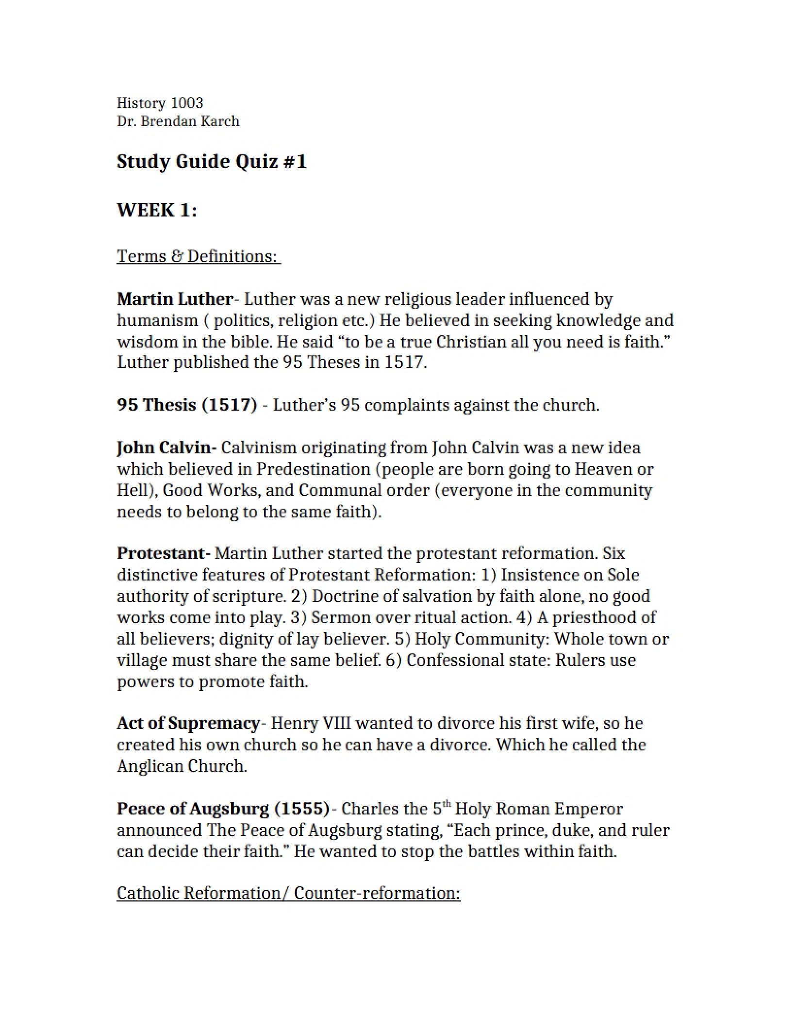 Quiz 1 Study Guide